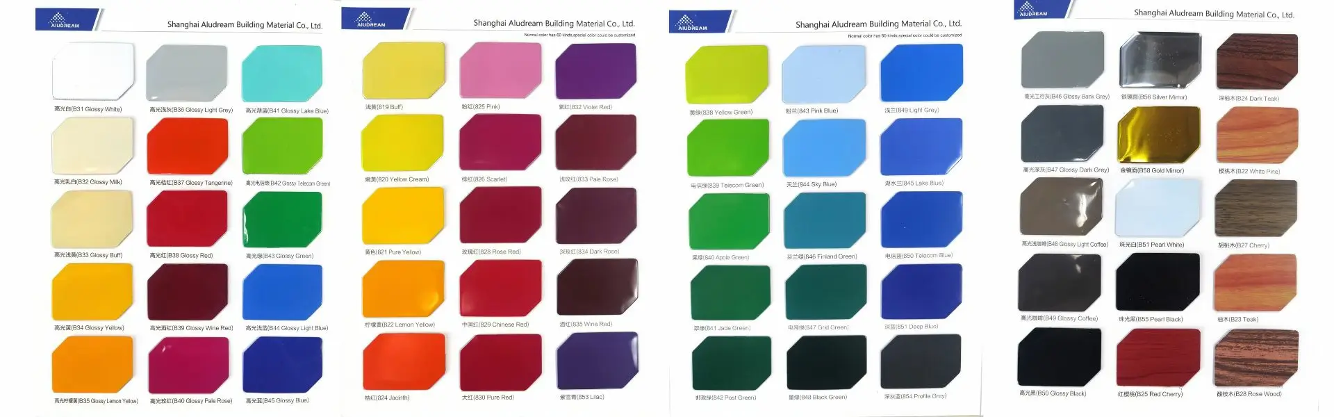 Aludream Aluminum Composite Panel color chart background