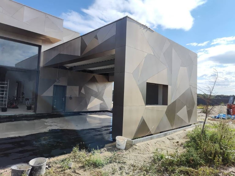Slovakia Commercial Brushed Steel Aluminum Composite Panel Project