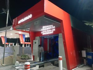 Gas Station Red Aluminum Composite Panel Canopy Project