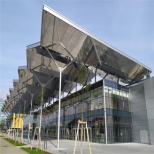 Silver Mirror Aluminum Composite Panel Commercial Facade Project