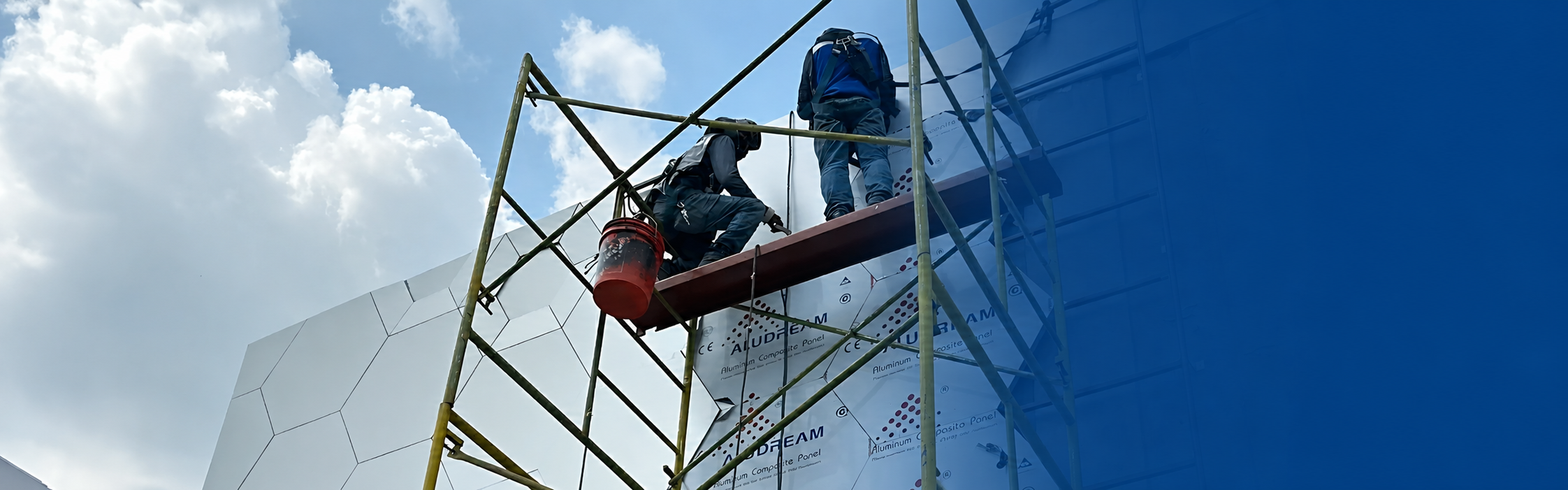 Aluminum Composite Panel cladding project with protective film