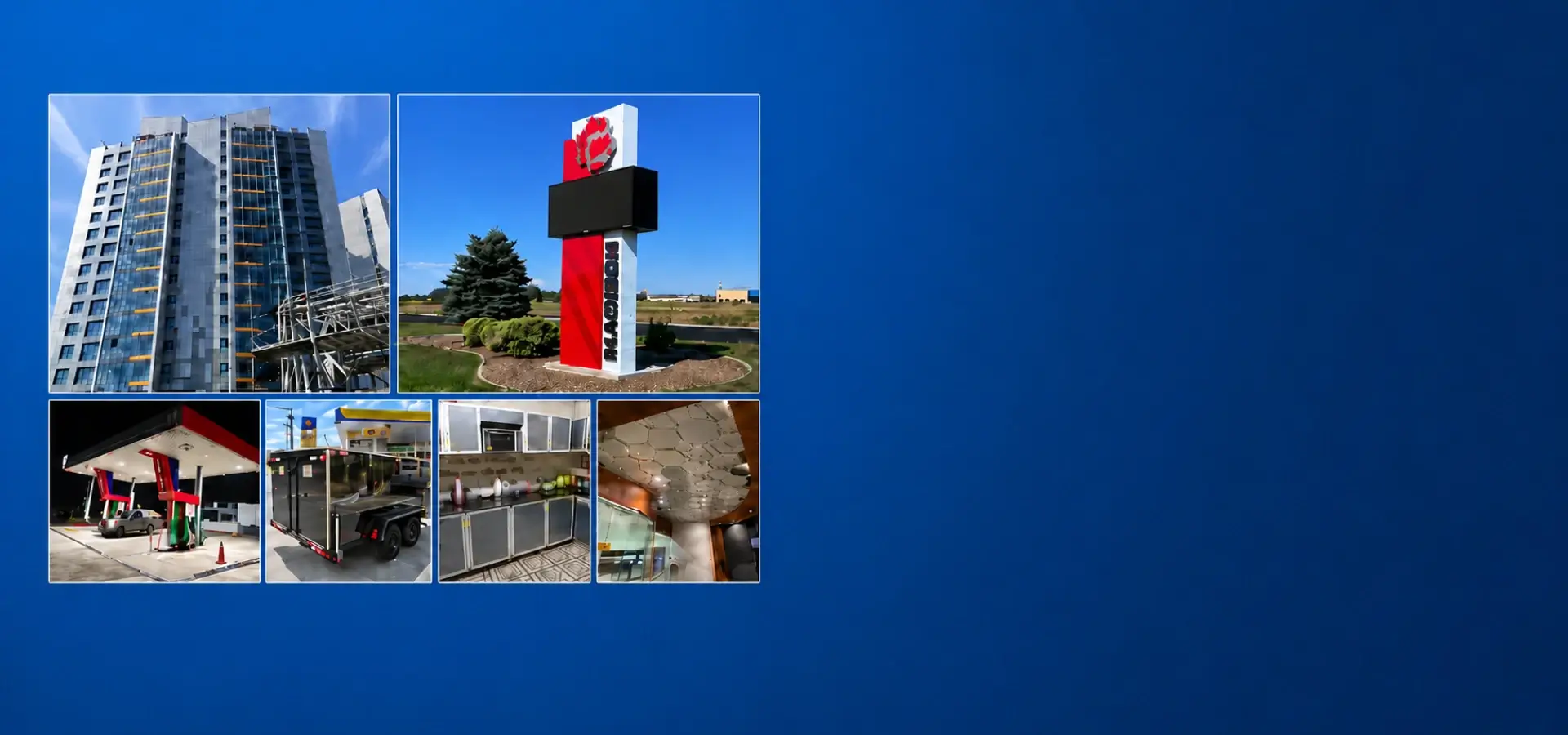 Aluminum Composite Panel project applications for facade signage gas station trailer and interior